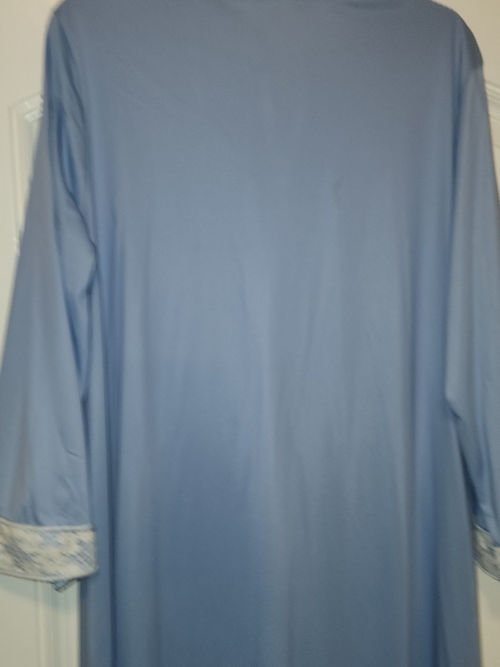 jcpenney Light Blue Long Caftan Robe w/White Floral Lae Garden Dress Sz L - Picture 7 of 7